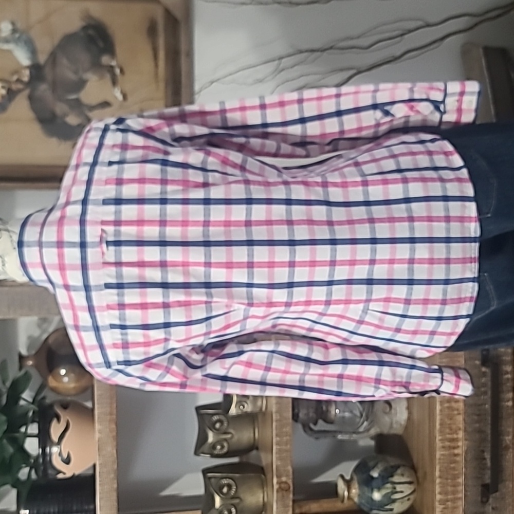 American Eagle Outfitters Pink, Blue & White Plaid Shirt - Picture 7 of 9
